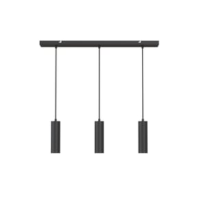 Lampă suspendată CALEX cu 3 dulii GU10, design cilindric din aluminiu, înălțime reglabilă, negru mat