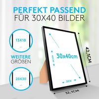 Calias 2db Képkeret 30x40cm Fekete Fa Plexi Üveggel Állvánnyal 4