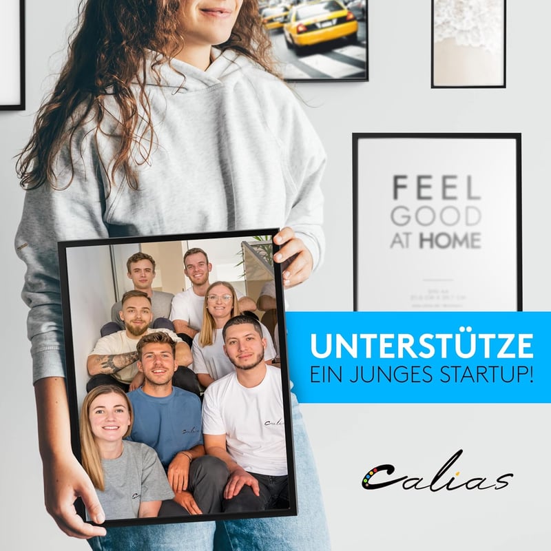 Calias 2db Képkeret 30x40cm Fekete Fa Plexi Üveggel Állvánnyal