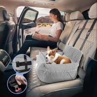 CALIYO Kutya Autóülés Biztonsági Övvel és Stabil Alappal, Kis Kutyáknak 10 kg-ig, Memory Foam Ülőke, Vízálló Mosható Fekete-Fehér 7