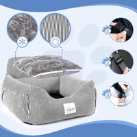 CALIYO Kutya Autóülés Biztonsági Övvel és Stabil Alappal, Kis Kutyáknak 10 kg-ig, Memory Foam Ülőke, Vízálló Mosható Fekete-Fehér 4