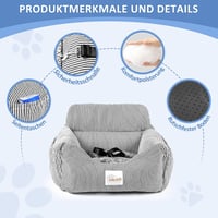 CALIYO Kutya Autóülés Biztonsági Övvel és Stabil Alappal, Kis Kutyáknak 10 kg-ig, Memory Foam Ülőke, Vízálló Mosható Fekete-Fehér 3