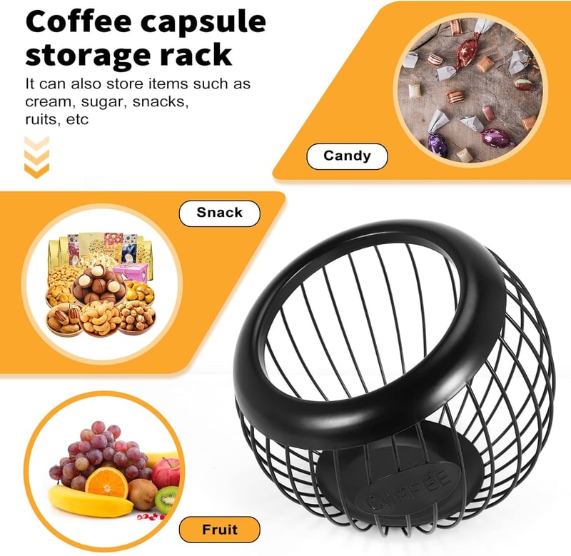 Callstick Kávékapszula és Espresso Tárolópolc Fém Kosárral