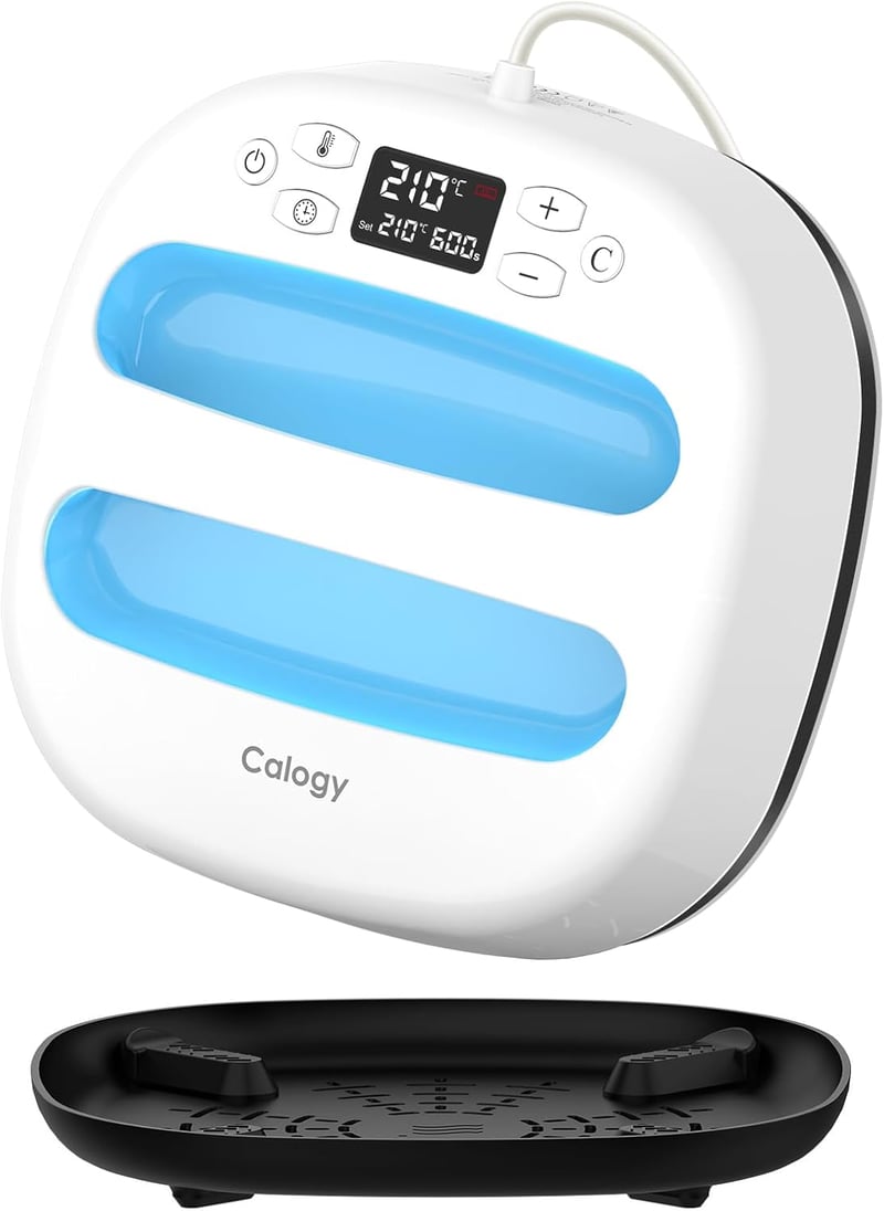 Calogy Hőprés Gép 25,4x25,4 cm - 1300W Pólónyomtató 210°C Gyors Felfűtéssel és Időzítővel - Ruhák, Táskák, HTV Vinyl Nyomtatáshoz