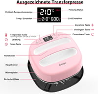 Calogy Hőprés Gép 25,4x25,4 cm - 1300W Pólónyomtató Készülék 210°C Gyors Felfűtéssel, Időzítővel - Ruhákhoz, Táskákhoz, HTV Vinyl Szublimáci 3