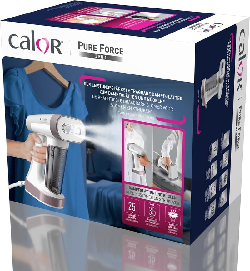 Calor Pure Force 2in1 gőzölő és vasaló függőleges vízszintes használattal 1800W