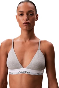 Ľahko vystužená trojuholníková podprsenka Calvin Klein s logom na gume - sivý melír - veľkosť XL 4