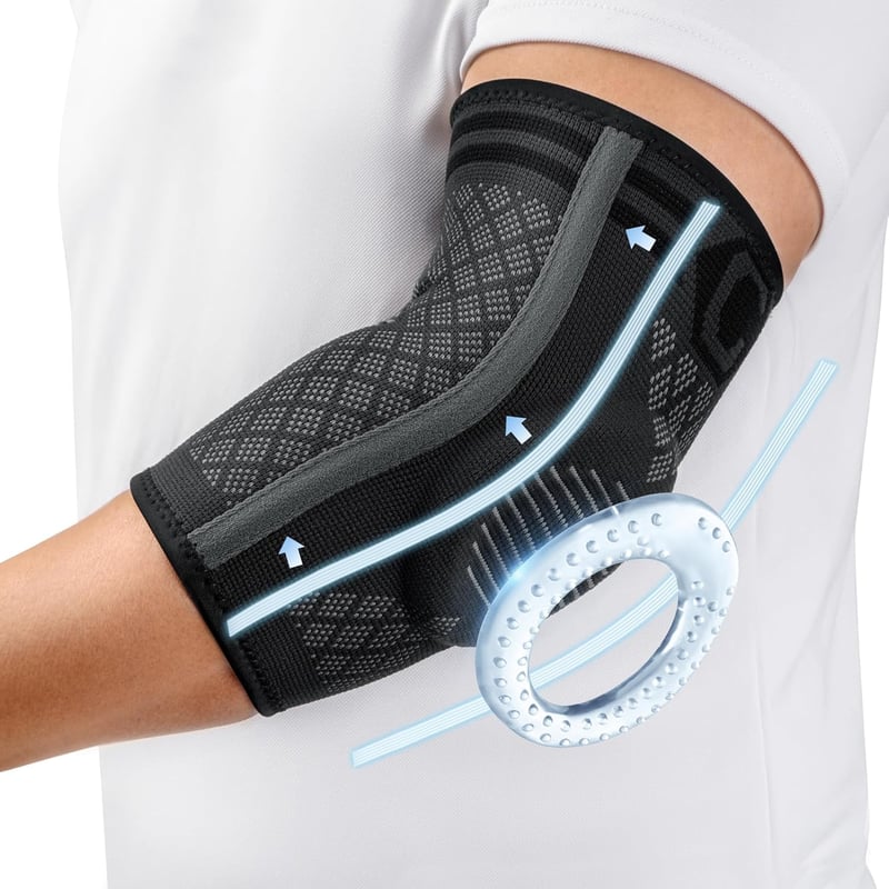 CAMBIVO 2x Könyökrögzítő Gel Párnával és Stabilizátorokkal Teniszkönyök Golferkönyök Fájdalomcsillapítás