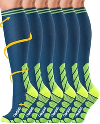 CAMBIVO 3 pár kompressziós zokni férfiaknak és nőknek, utazáshoz, futáshoz, repüléshez - L - XL, blue/green 1