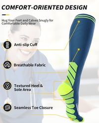 CAMBIVO 3 pár kompressziós zokni férfiaknak és nőknek, utazáshoz, futáshoz, repüléshez - L - XL, blue/green 4