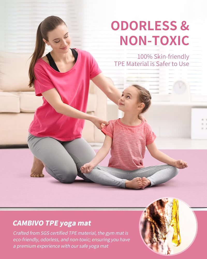 Saltea de fitness CAMBIVO XXL 183x122 cm, saltea de yoga din TPE, antiderapantă pentru antrenament