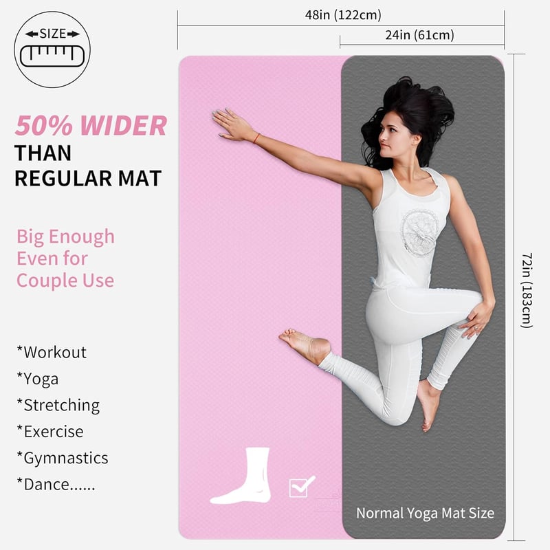 Saltea de fitness CAMBIVO XXL 183x122 cm, saltea de yoga din TPE, antiderapantă pentru antrenament