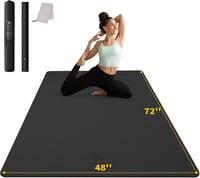 CAMBIVO XXL Fitness Mat 183x122 cm TPE Jógaszőnyeg Csúszásmentes Edzőpad Otthonhoz - 10mm, black 1