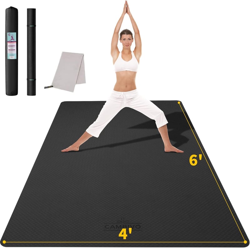 CAMBIVO XXL Jógaszőnyeg 183x122x12mm - Extra Vastag TPE Edzőmatrac Kék, Csúszásmentes Tornaszőnyeg Törölközővel, Pilateshez, Fitneszhez, Ott