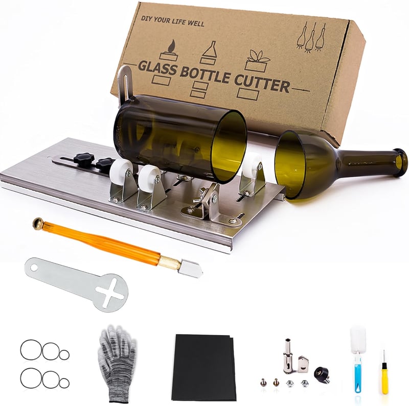 Camdios Üvegvágó Palackokhoz - Állítható DIY Eszköz Sör, Bor, Whiskey Üvegek Vágásához Rozsdamentes Acél Gyémánt Karbid Pengével
