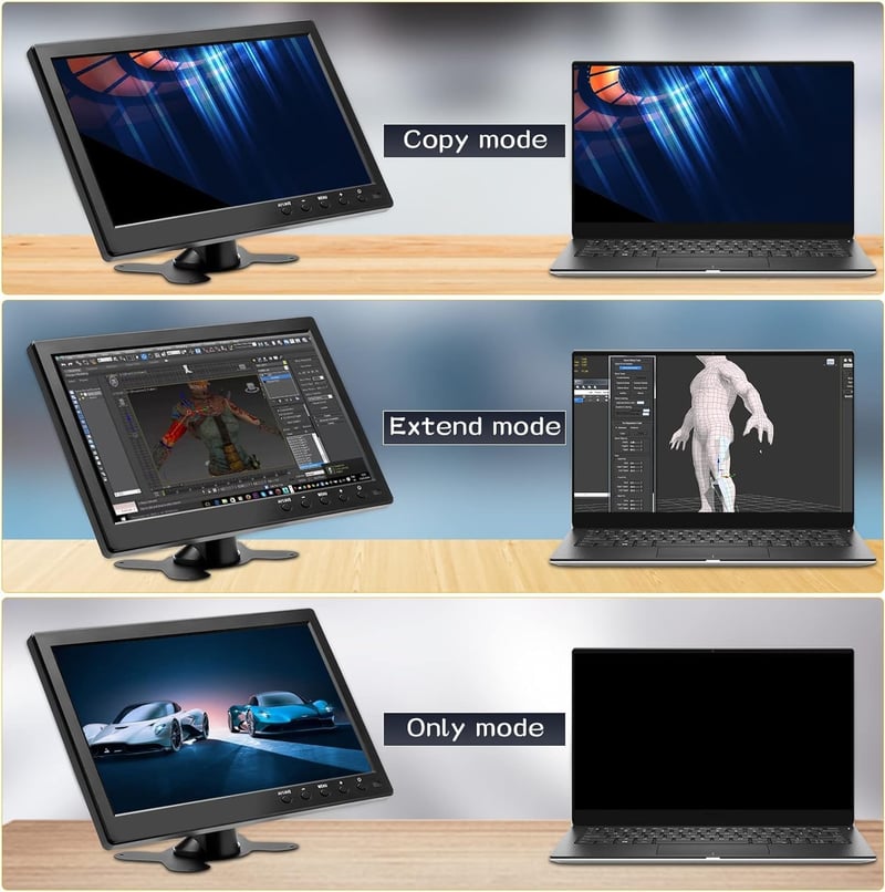 CAMECHO 10.1" Hordozható Monitor HD 1024x600 VGA HDMI USB AV Biztonsági Kamera Rendszerhez