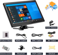CAMECHO 10.1" Hordozható Monitor HD 1024x600 VGA HDMI USB AV Biztonsági Kamera Rendszerhez 7