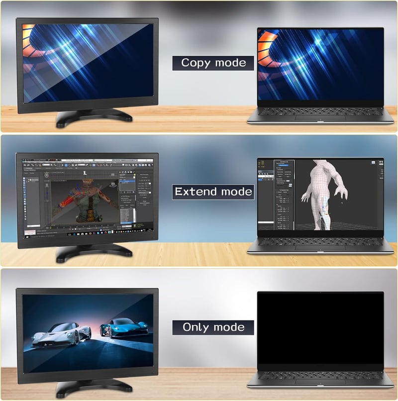 CAMECHO 13.3" Hordozható Monitor Full HD 1920x1080 HDMI VGA AV BNC Csatlakozó