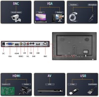 CAMECHO 13.3" Hordozható Monitor Full HD 1920x1080 HDMI VGA AV BNC Csatlakozó 2