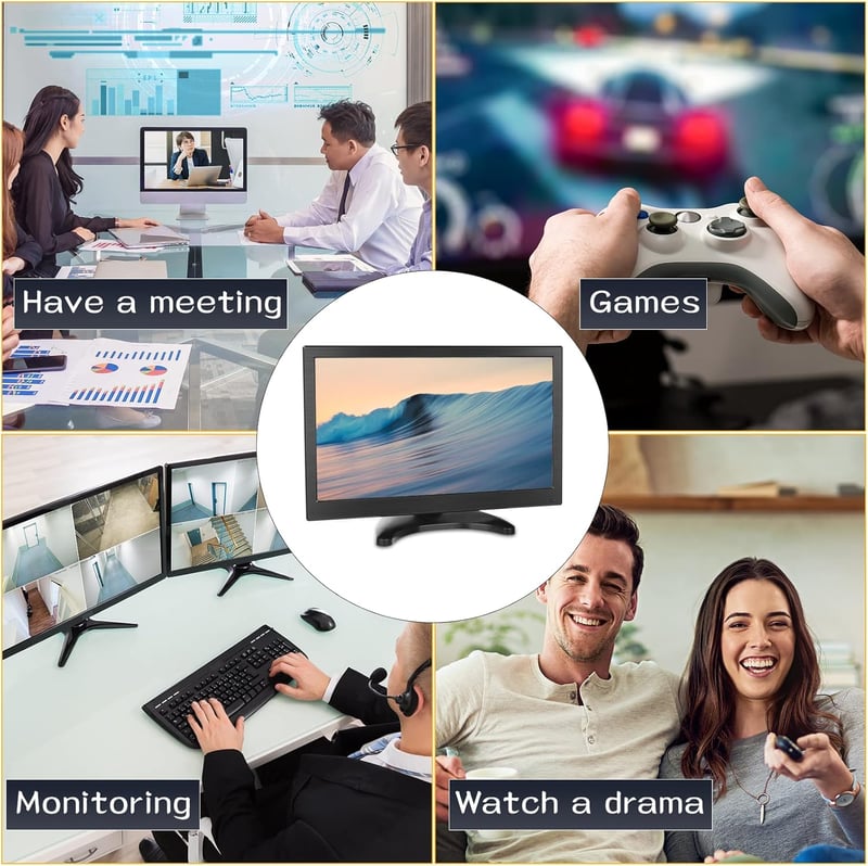 CAMECHO 13.3" Hordozható Monitor Full HD 1920x1080 HDMI VGA AV BNC Csatlakozó