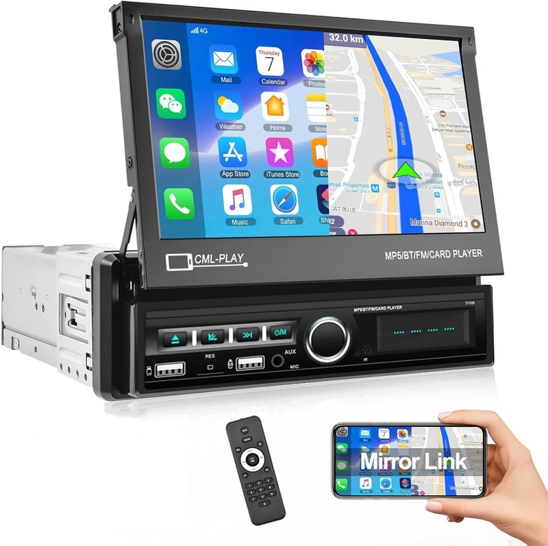 CAMECHO 1DIN Bluetooth autórádió 7" érintőképernyővel USB/AUX/FM/TF/Mirror Link