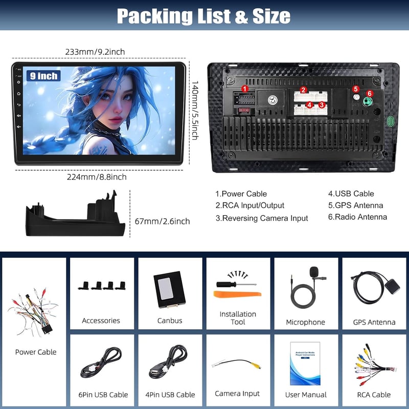 CAMECHO Android 13 8Core 4+64GB 9 hüvelykes Dupla DIN autórádió Fiat Ducato 3 Boxer 2 Jumper 2 Bluetooth 5.0 CarPlay Navi