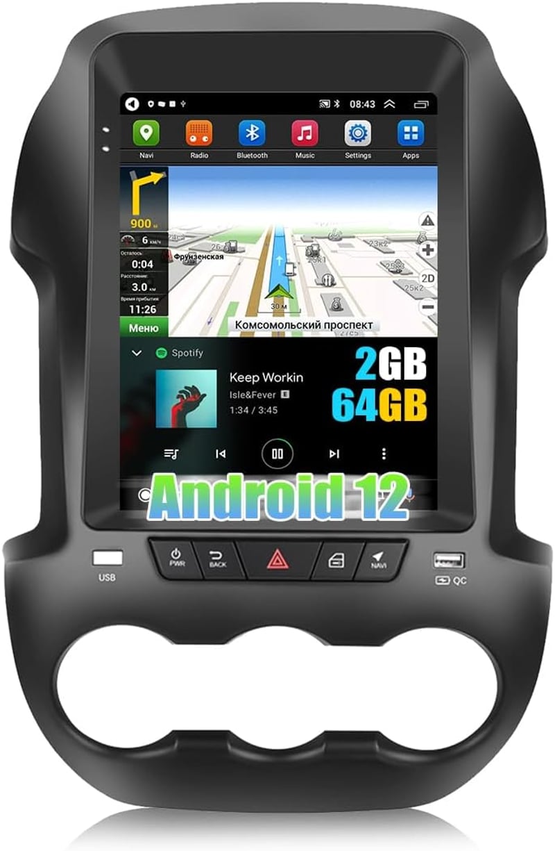 CAMECHO Android 13 Autórádió 9.7" Ford Ranger PX 2011-2015 GPS Navigáció Bluetooth