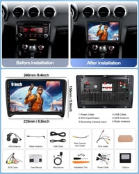 CAMECHO Android 13 Autórádió Audi TT 8J 2008-2014 9" Kijelző Navi CarPlay DSP 2