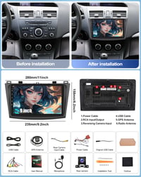 CAMECHO Android 13 Autórádió Mazda 3 2009-2013 Navigáció CarPlay 9" Képernyő Bluetooth 2