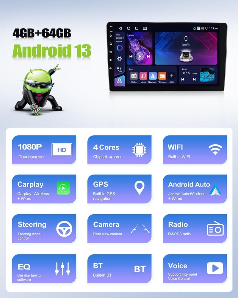 CAMECHO Android 13 Autórádió Mercedes Vito W447 2014-2020 CarPlay 10" Képernyő GPS Bluetooth