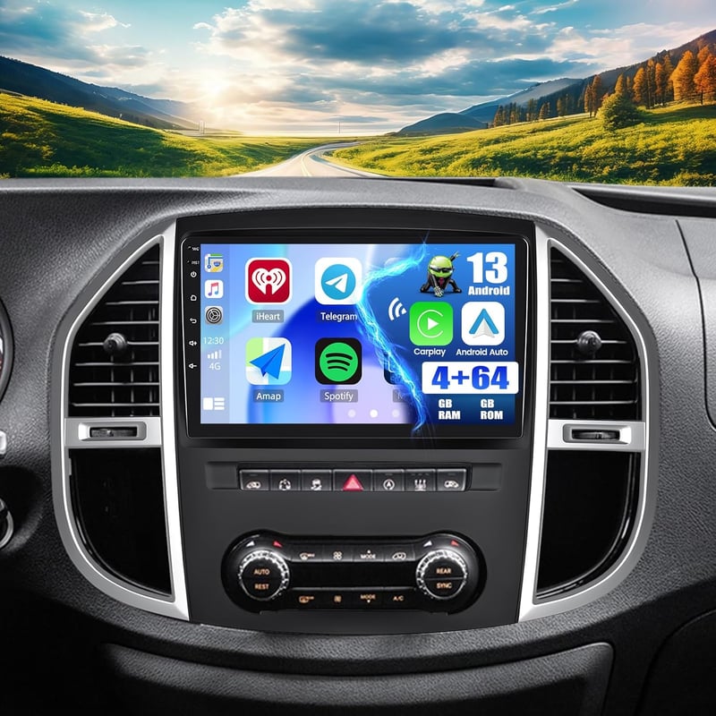 CAMECHO Android 13 Autórádió Mercedes Vito W447 2014-2020 CarPlay 10" Képernyő GPS Bluetooth