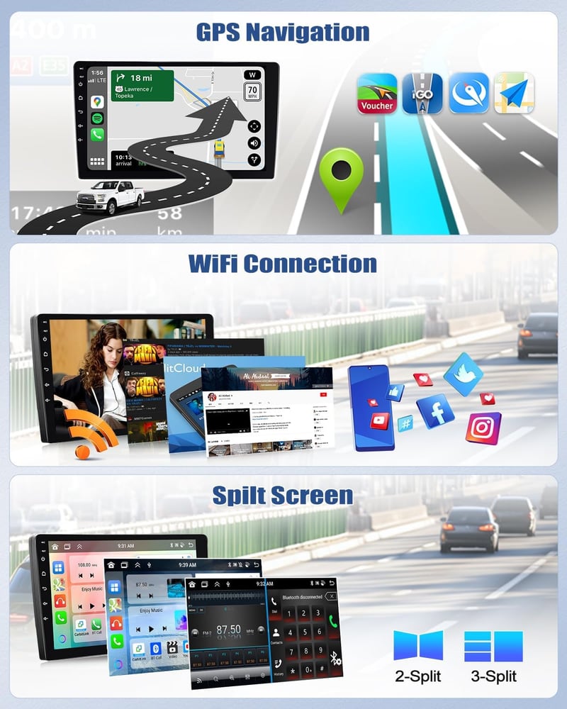 CAMECHO Android 13 Autórádió Opel Corsa/Adam 9" Kijelző Navi CarPlay DSP Bluetooth