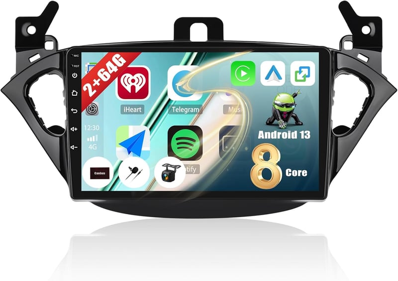 CAMECHO Android 13 Autórádió Opel Corsa/Adam 9" Kijelző Navi CarPlay DSP Bluetooth