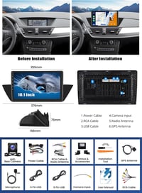 CAMECHO Android 15 autórádió BMW X1 E84 (2009-2016) - 10 colos, 2G+64G, CarPlay, Bluetooth, tolatókamera 2