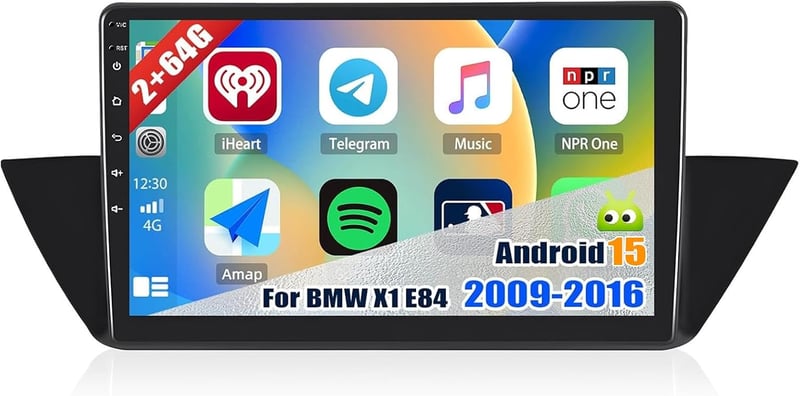 CAMECHO Android 15 autórádió BMW X1 E84 (2009-2016) - 10 colos, 2G+64G, CarPlay, Bluetooth, tolatókamera