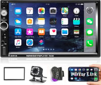 CAMECHO Dupla DIN Autórádió Bluetooth MP5 Multimédia Sztereó USB FM Android Tükrözés + LED Tolatókamera Távirányítóval 1
