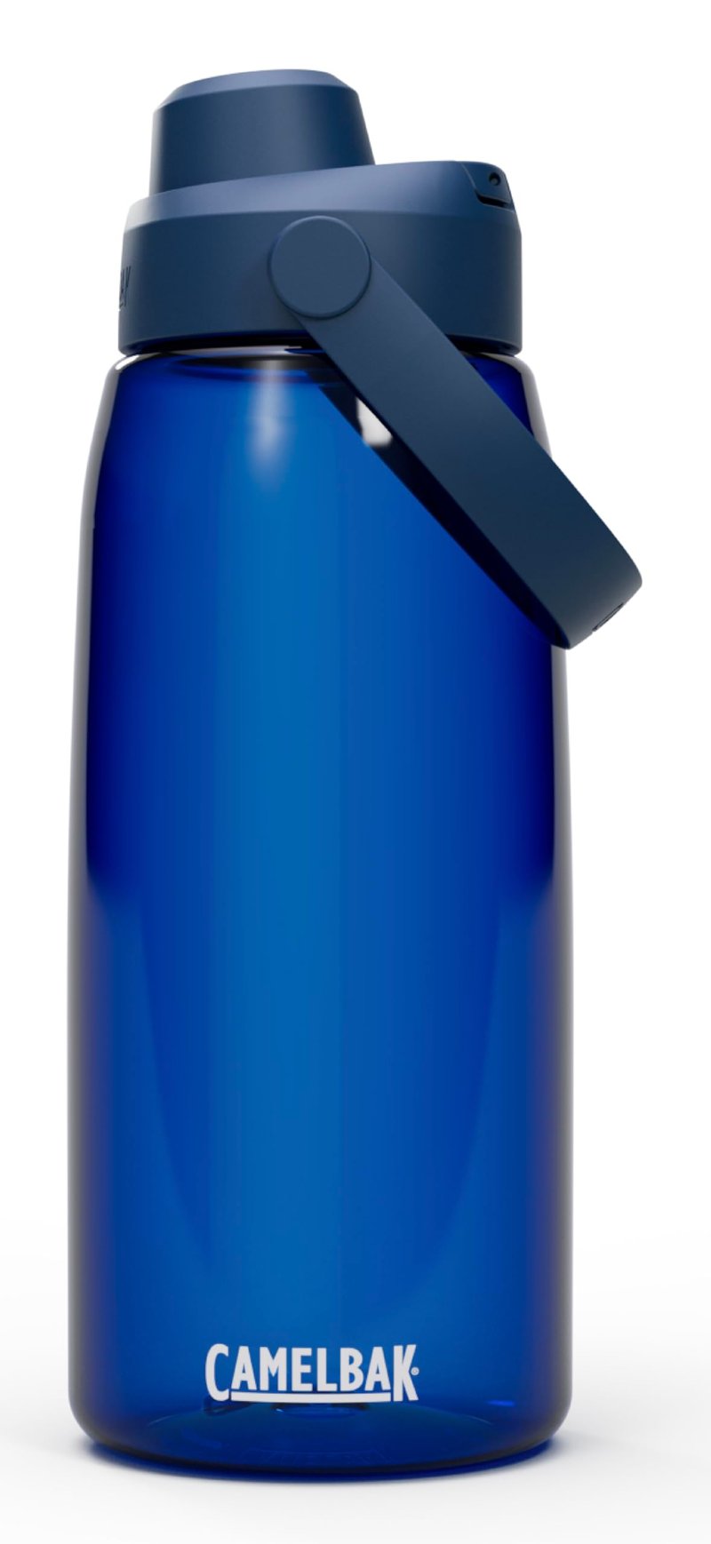 Cyklistická fľaša CamelBak Thrive Chug, 1 liter, oxfordská modrá, nepriepustná, s mäkkým náustkom – použitá (stav: pozri 2. obrázok)