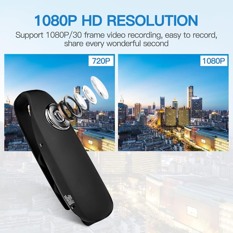 CAMMHD 1080P Testkamera 32GB Memóriával Hordozható Bodycam Mozgásérzékelő Vízálló Fém Ház 3-7 Óra Felvétel