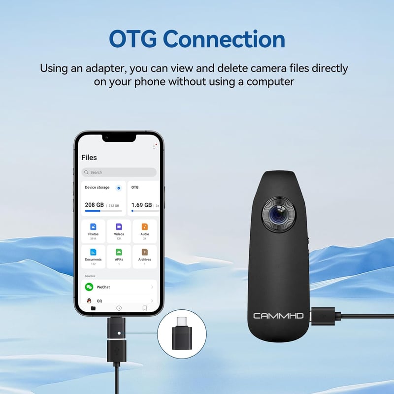 CAMMHD 1080P Testkamera 32GB Memóriával Hordozható Bodycam Mozgásérzékelő Vízálló Fém Ház 3-7 Óra Felvétel