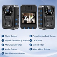 CAMMHD F6-64GB 4K Testkamera, 12-14 Órás Üzemidő, Éjjellátó Funkcióval, Vízálló Testkamera Hang- és Videórögzítéssel, Rendvédelmi Használatr 9