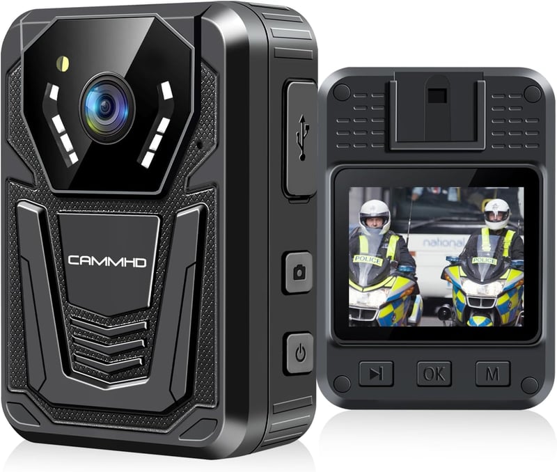 CAMMHD F6-64GB 4K Testkamera, 12-14 Órás Üzemidő, Éjjellátó Funkcióval, Vízálló Testkamera Hang- és Videórögzítéssel, Rendvédelmi Használatr