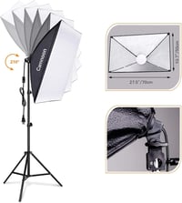 Camnoon Softbox Szett 85W LED Stúdió Világítás 3000-6000K Színhőmérséklet 50x70cm Távvezérlő Állvány Táska Fotózás 3