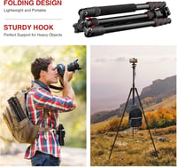 CAMOLO Állvány Fényképezőgéphez 190 cm, Hordozható DSLR Tripod 360° Panoráma Fejjel, Alumínium Monopod 15 kg Teherbírás Canon 2