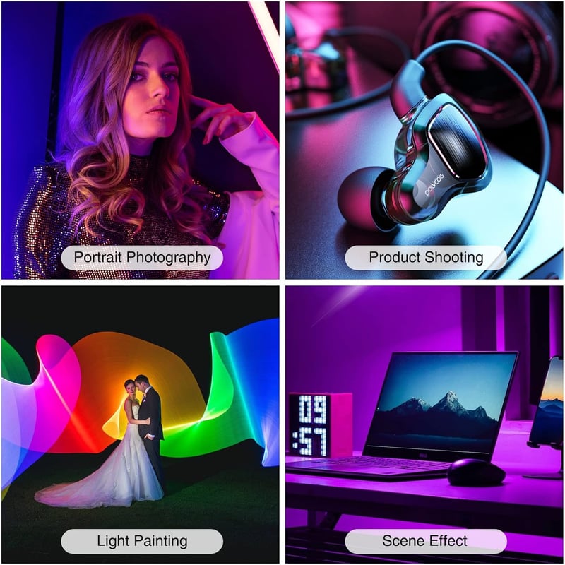 CAMOLO RGB LED Videó Fény 30 cm, Kézi Fotó Világítás 5200mAh Akkuval, 1200 Lumen, 21 Effekt, TikTok Tartalom Készítéshez