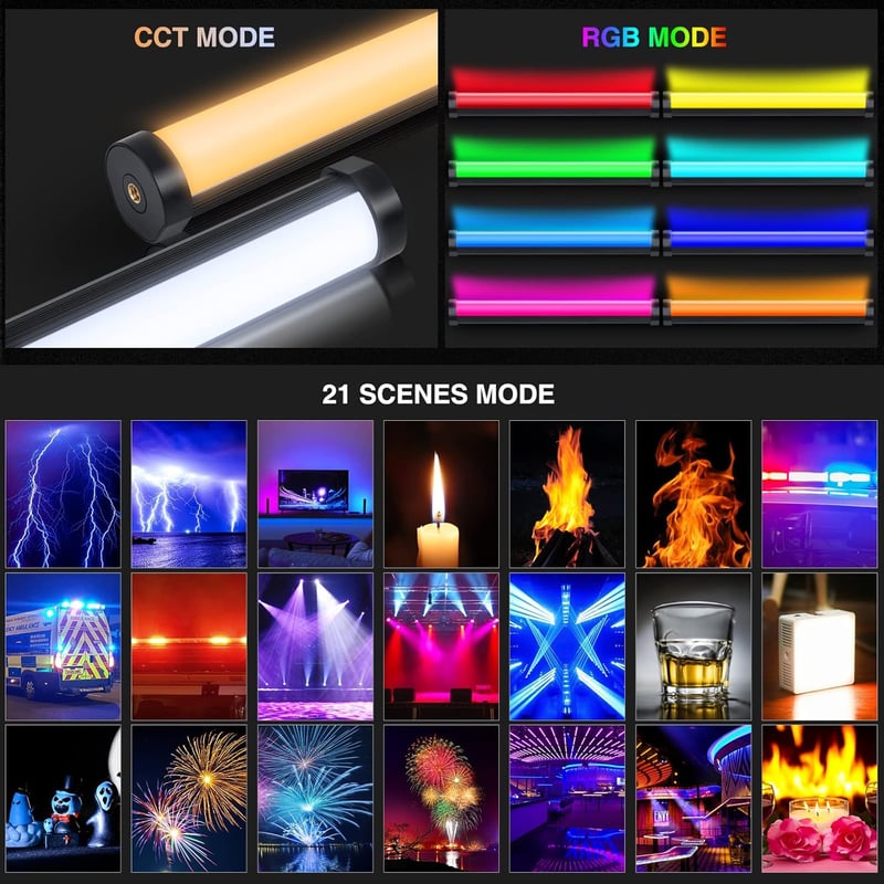 CAMOLO RGB LED Videó Fény 30 cm, Kézi Fotó Világítás 5200mAh Akkuval, 1200 Lumen, 21 Effekt, TikTok Tartalom Készítéshez