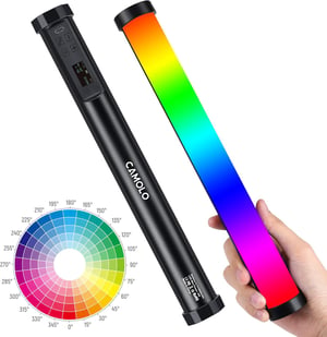 Lampă Video LED RGB Portabilă 30 cm cu Acumulator Reîncărcabil, 1200 Lumeni, 21 Moduri de Iluminare pentru Content Creators
