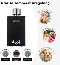 Camplux BW264BC-DE 10L gázüzemű vízmelegítő rozsdamentes fedéllel kempinghez 3