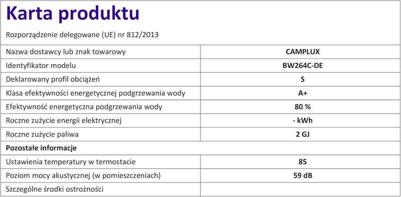 CAMPLUX BW264C-DE 10L Gázüzemű Pillanatvíz-melegítő Esőfejjel Kempinghez