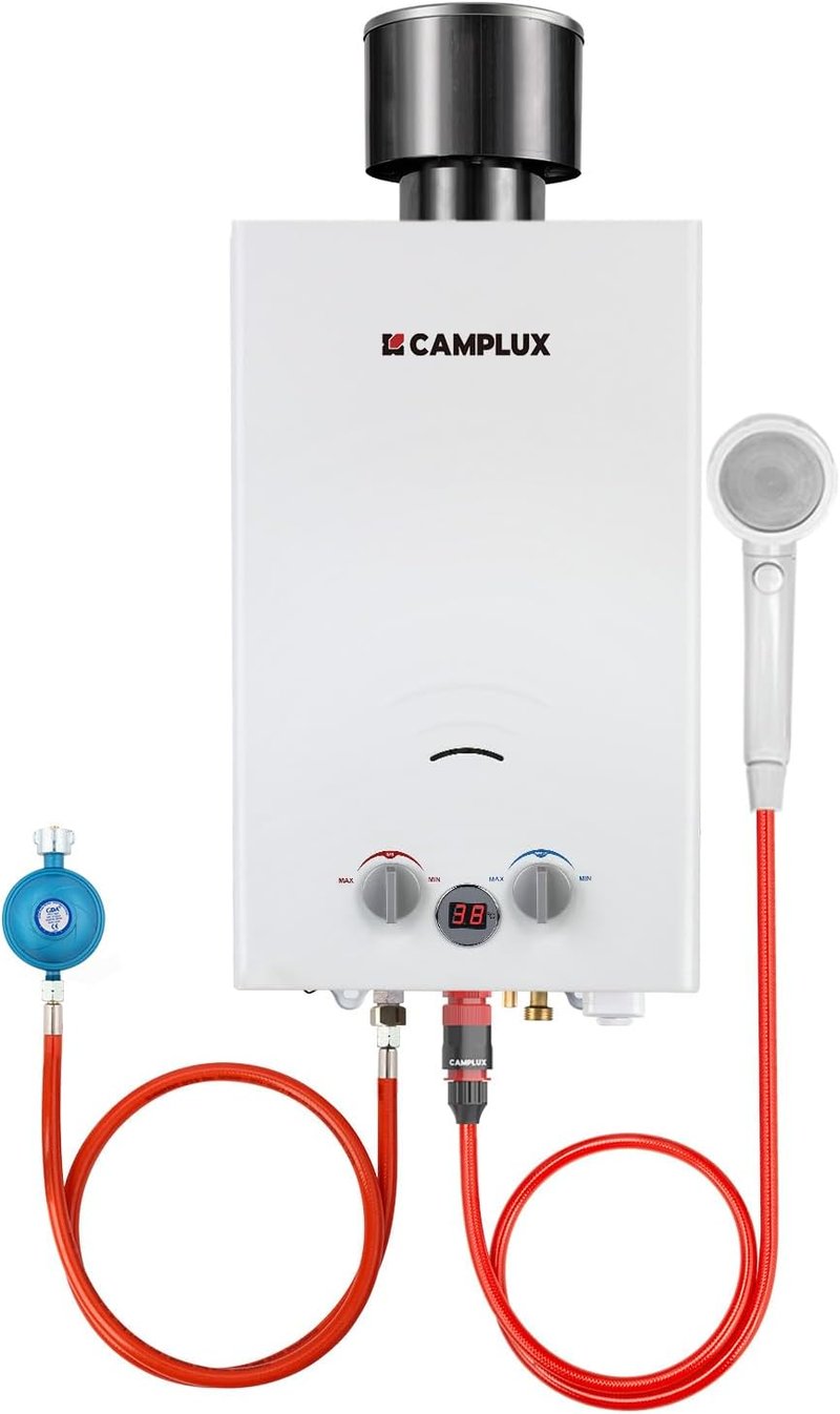 CAMPLUX BW264C-DE 10L Gázüzemű Pillanatvíz-melegítő Esőfejjel Kempinghez