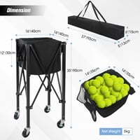 campMax összecsukható teniszlabda kocsi 180 labdához, könnyű és biztonságos kerekekkel 5